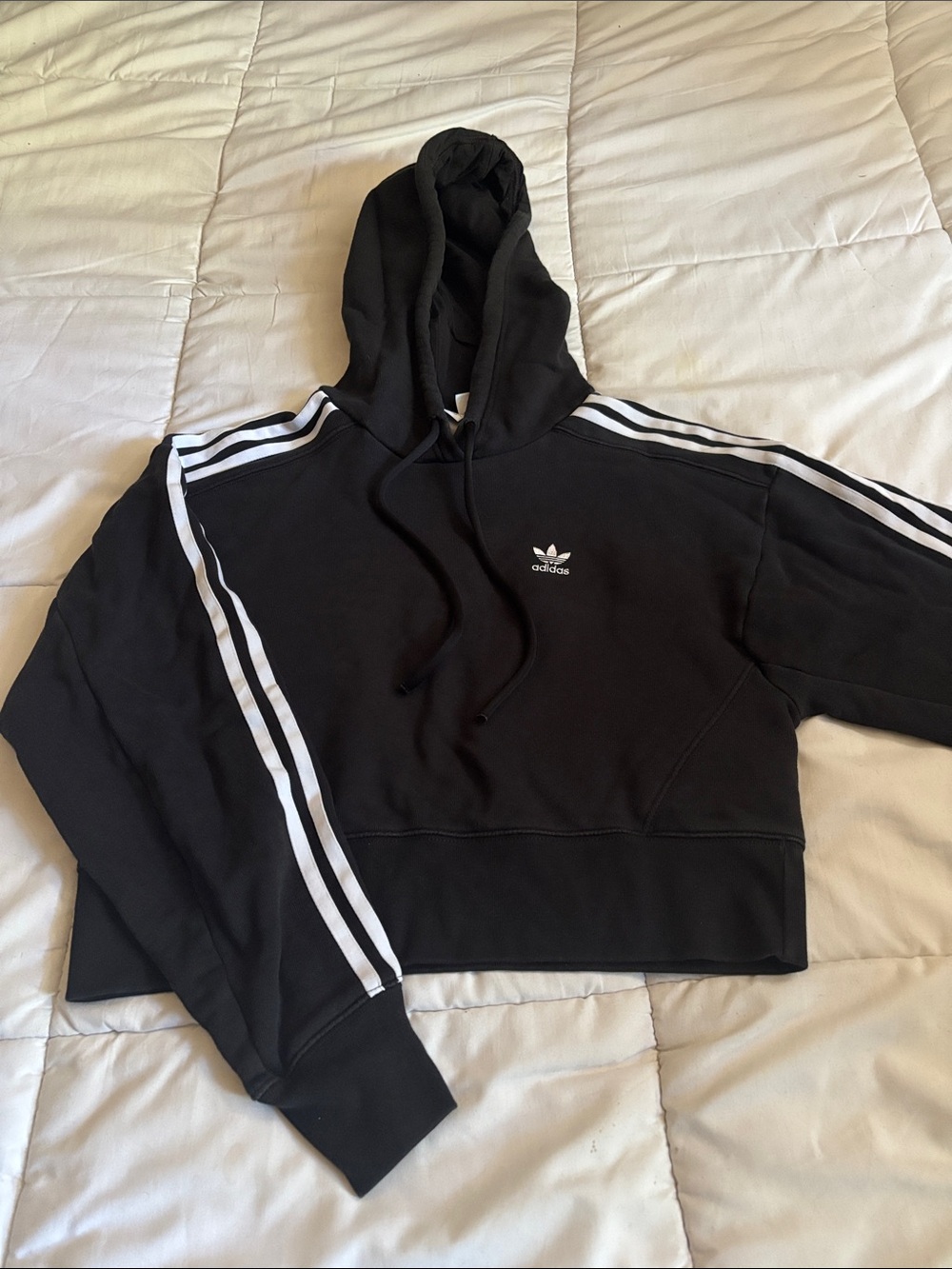 adidas Black Hoodie with White Stripes